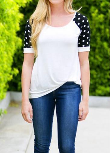 Rosewe Polka Dot Print Regular T Shirt