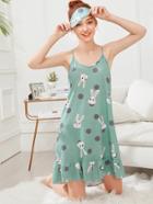 Shein Rabbit Print Cami Dress With Eye Mask