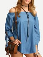 Shein Off The Shoulder Tie Cuff Blouse