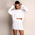 Shein High Low Cable Knit Sweater And Bodycon Skirt Set
