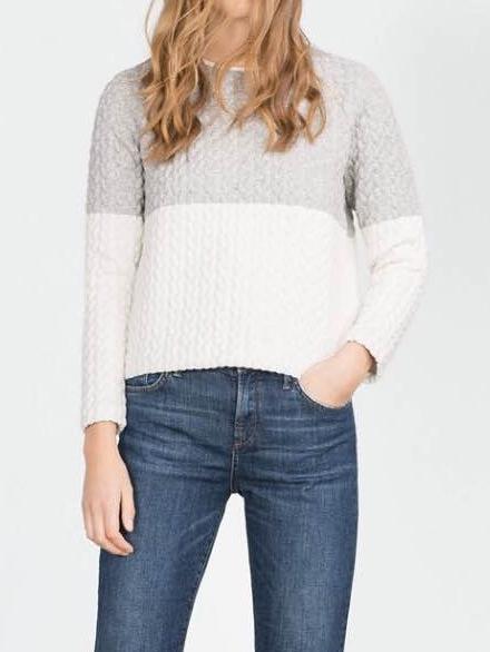 Shein Colour-block Zipper Cable Knit Sweater