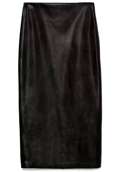 Shein Black Slim Split Pu Skirt