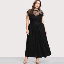Shein Plus Guipure Lace Panel Dress