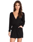 Shein Black Long Sleeve V Neck Pockets Shift Dress