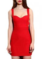 Rosewe Enchanting Hollow Back Spaghetti Strap Red Tight Dress