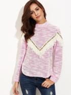 Shein Hot Pink Textured Sweatshirt With Fringe Detail
