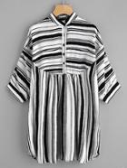Shein Striped Drop Shoulder Chiffon Shirt Dress