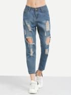 Shein Distressed Boyfriend Ankle Jeans