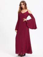 Shein Double V Princess Seam Detail Exaggerated Bell Sleeve Dress