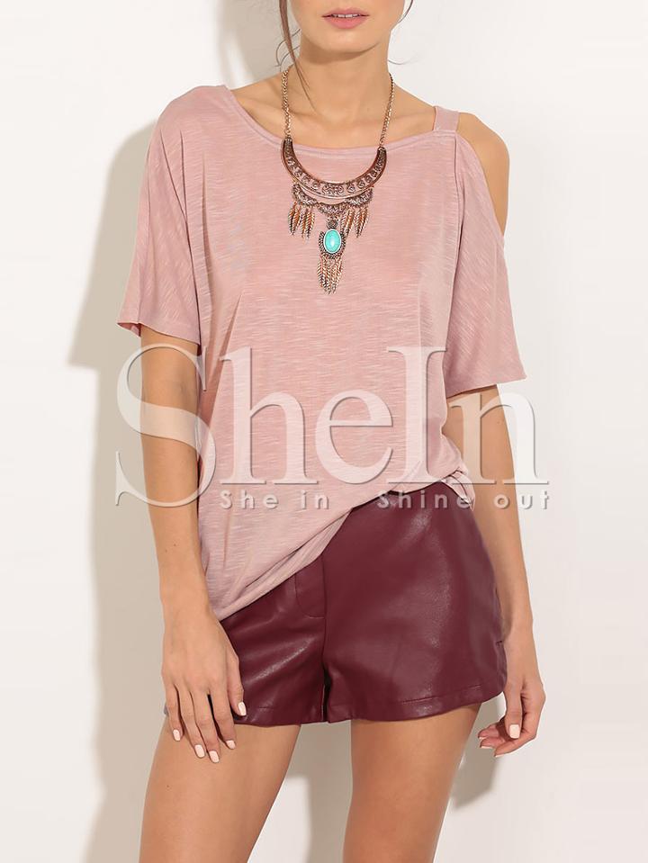 Shein Light Purple Cold Shoulder Casual T-shirt