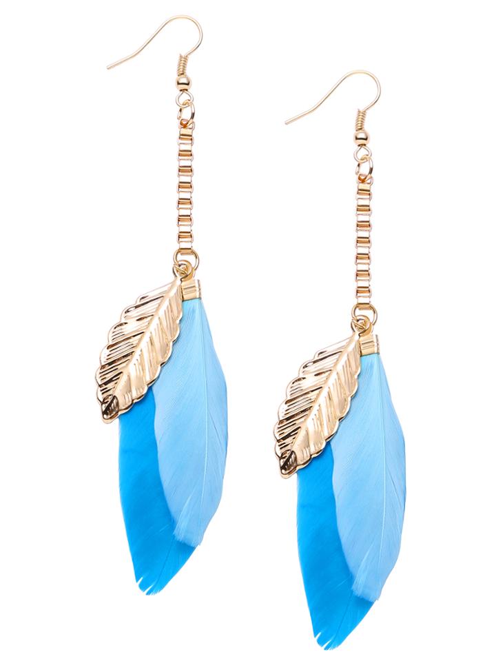 Shein Blue Feather Drop Earrings