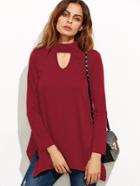 Shein Red Cut Out Asymmetrical Swing T-shirt
