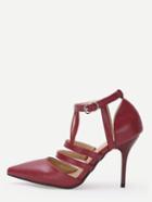 Shein Red Strappy Pointed Toe Pumps