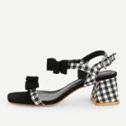 Shein Double Bow Design Plaid Heeled Sandals