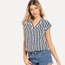 Shein V Neckline Striped Blouse