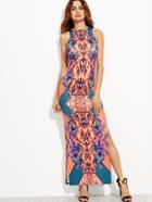 Shein Floral Print Slit Side Maxi Dress