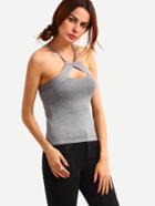 Shein Cutout Halter Neck Top - Grey