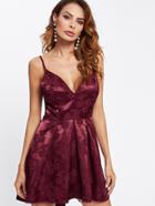 Shein Box Pleated Floral Jacquard Satin Cami Dress