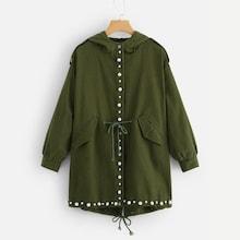 Shein Pearl Detail Drawstring Waist Coat