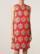 Shein Red Round Neck Sleeveless Print Dress