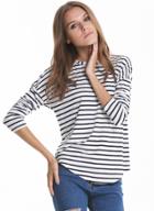 Shein White Black Long Sleeve Striped Loose T-shirt