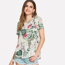 Shein Tropical Print Smock Top
