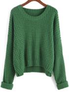 Shein Green Round Neck Knit Crop Sweater