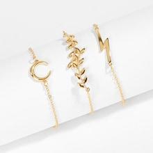 Shein Leaf & Lightning Chain Bracelet Set 3pcs