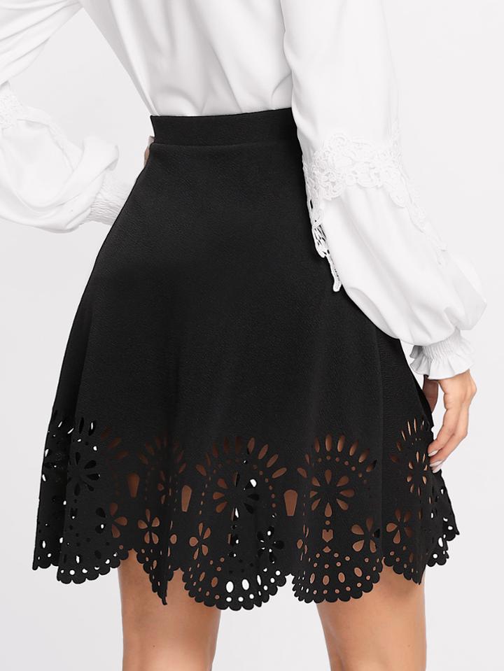 Shein Scalloped Laser Cut Trim Skirt