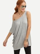 Shein Grey Casual One Shoulder T-shirt
