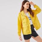 Shein Pocket Front Elastic Cuff And Hem Jacket