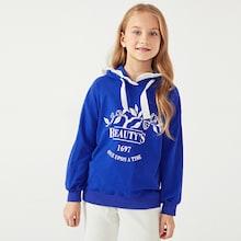 Shein Girls Mixed Print Drawstring Hoodie