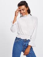 Shein Elastic Cuff And Waist Textured Blouse