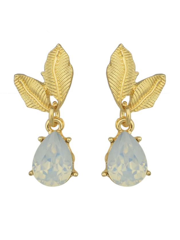 Shein Gold Color Rhinestone Flower Shape Dangle Earrings