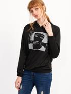 Shein Black Girl Print Hooded Sweatshirt