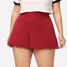 Shein Plus Pom Pom Trim Tailored Shorts