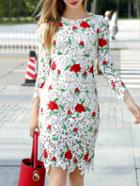 Shein White Length Sleeve Embroidered Hollow Crochet Dress