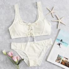 Shein Lace Up Front Bikini Set