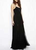Rosewe Latest Black Spaghetti Strap Design Maxi Dress For Party