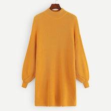 Shein Lantern Sleeve Eyelet Detail Knit Dress