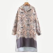 Shein Paisley Print Dip Hem Shirt Dress