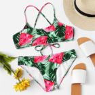 Shein Watermelon Print Cross Back Bikini Set