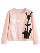 Shein Pink Abstract Print Sweatshirt