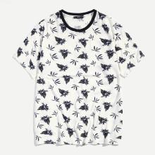 Shein Men Allover Leaf Print Ringer Tee