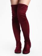 Shein Burgundy Round Toe Lace Up Boots
