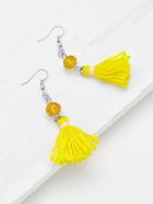 Shein Tassel Drop Earrings With Crystal