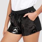 Shein Drawstring Waist Sequin Shorts