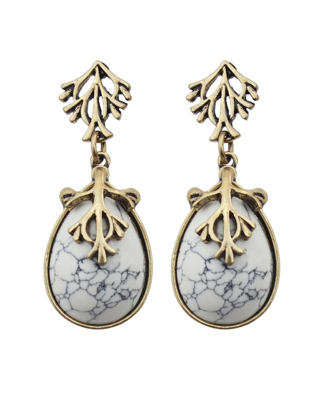 Shein White Drop Turqoise Earrings