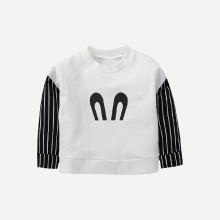 Shein Boys Cartoon Print Contrast Striped Sleeve Sweatshirts