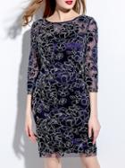 Shein Purple Disc Flowers Gauze Dress